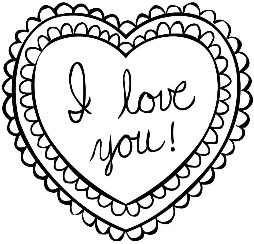 Coloriage Je Taime I Love You Cœur - Saint-Valentin à imprimer