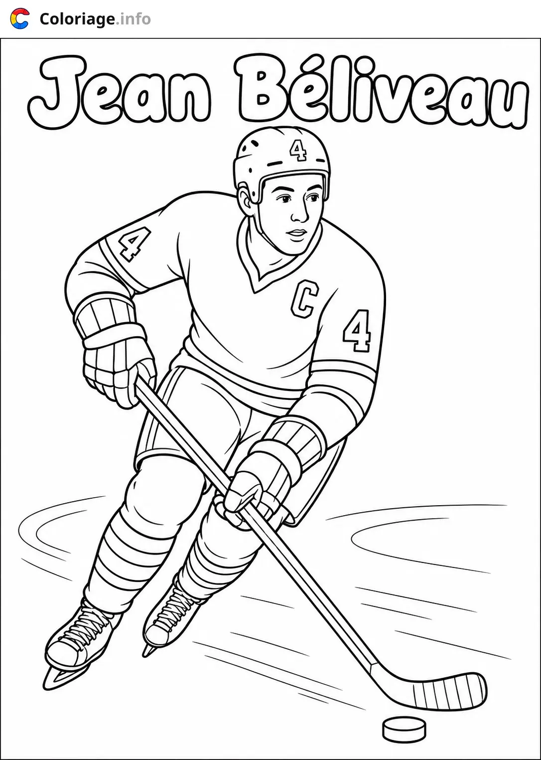 Dibujo de Jean Béliveau el jugador de hockey para colorear