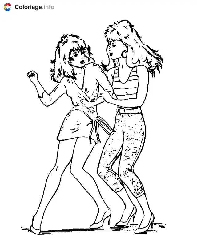 Desenho de Jem e os Hologramas dançando juntas para colorir