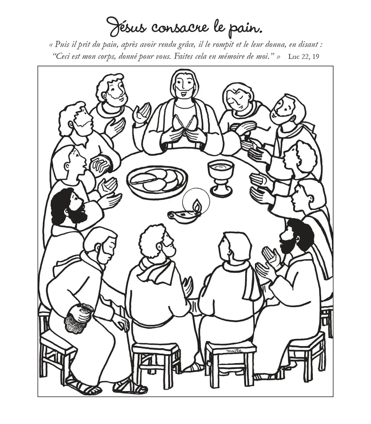 Jesus Blesses the Bread coloring page to print
