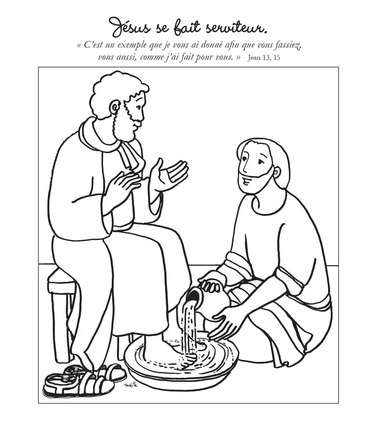Coloriage Jesus Se Fait Serviteur - Jésus à imprimer