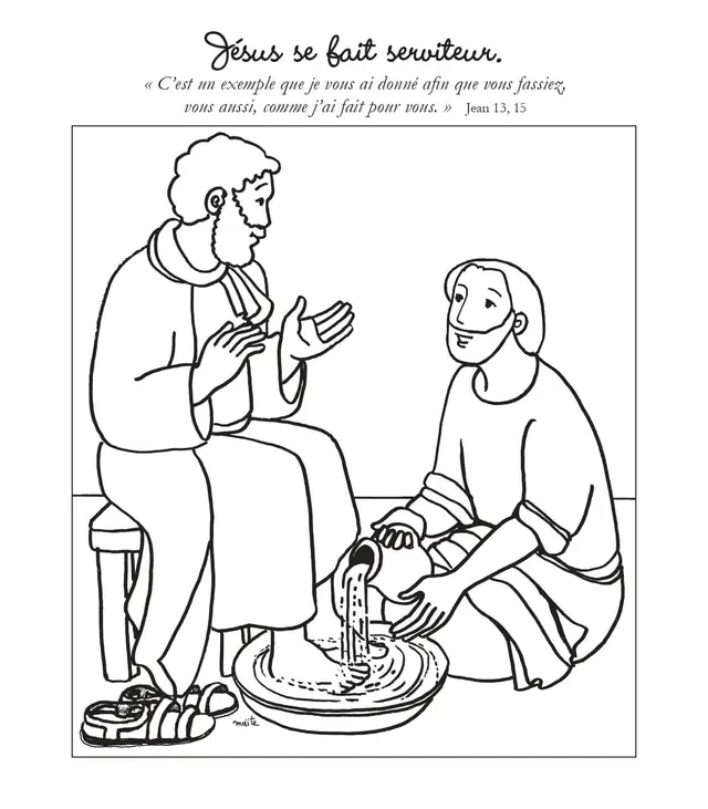 Coloriage Jesus Se Fait Serviteur - Jésus à imprimer