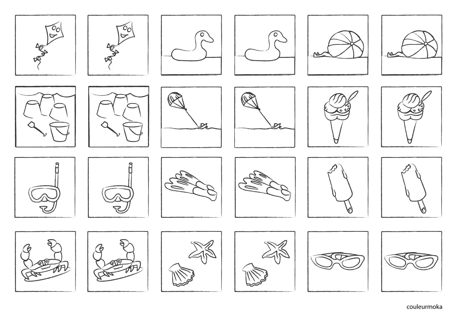 Coloriage Jeu De Memoire A Imprimer Colorier Et Jouer - Jeux à imprimer à imprimer