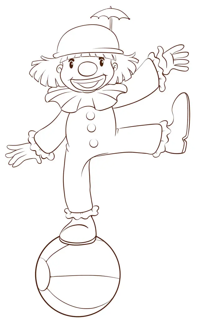 Coloriage Jeune Clown Sur Un Balon - Clown à imprimer