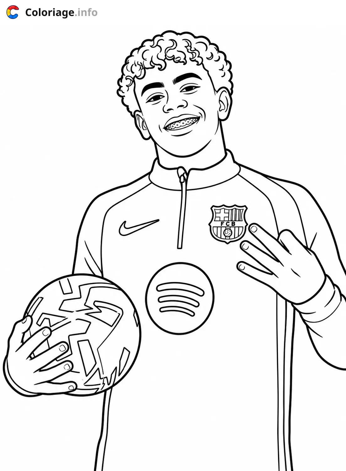 Coloriage Jeune footballeur du FC Barcelona Lamine Yamal - Lamine Yamal à imprimer