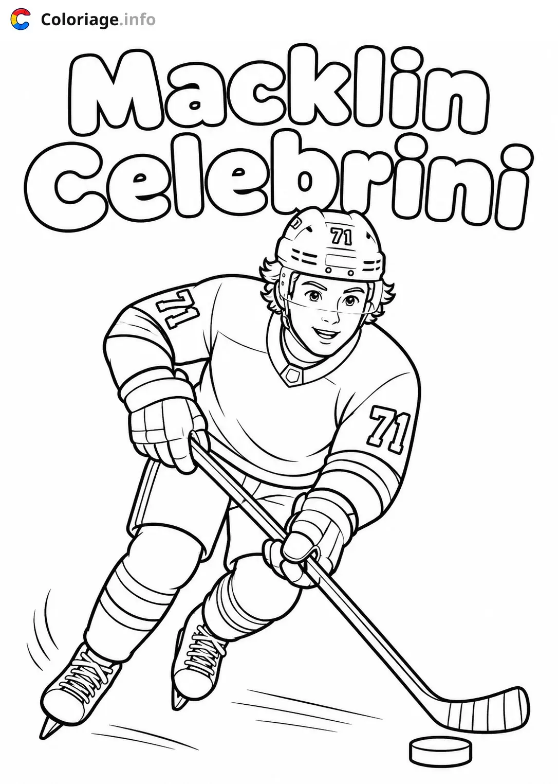 Dibujo de Joven jugador de hockey en acción para colorear