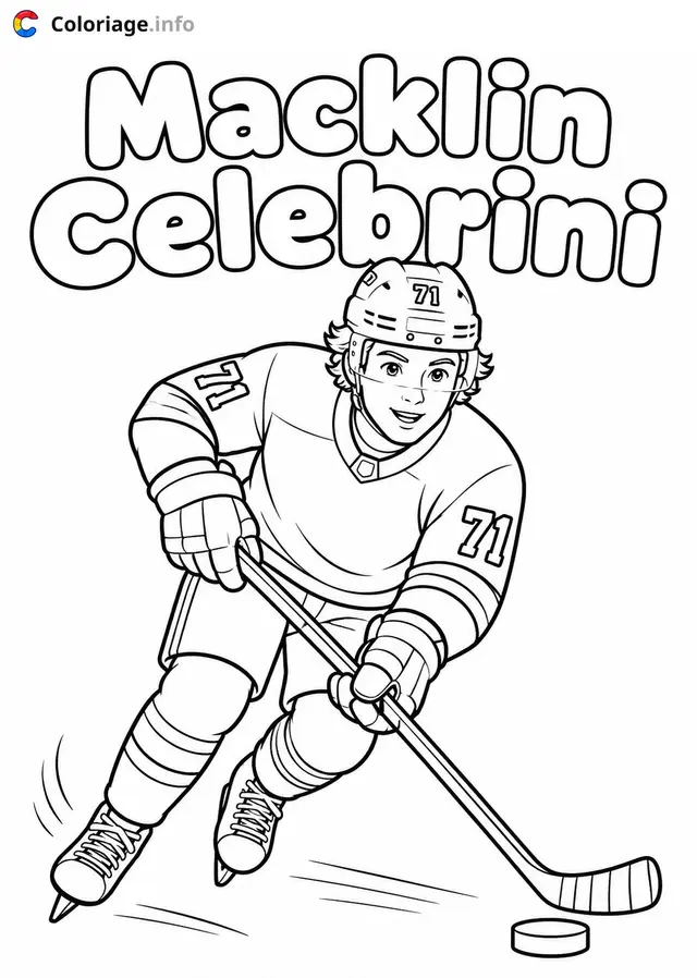 Coloriage Jeune hockeyeur en action - Hockey à imprimer