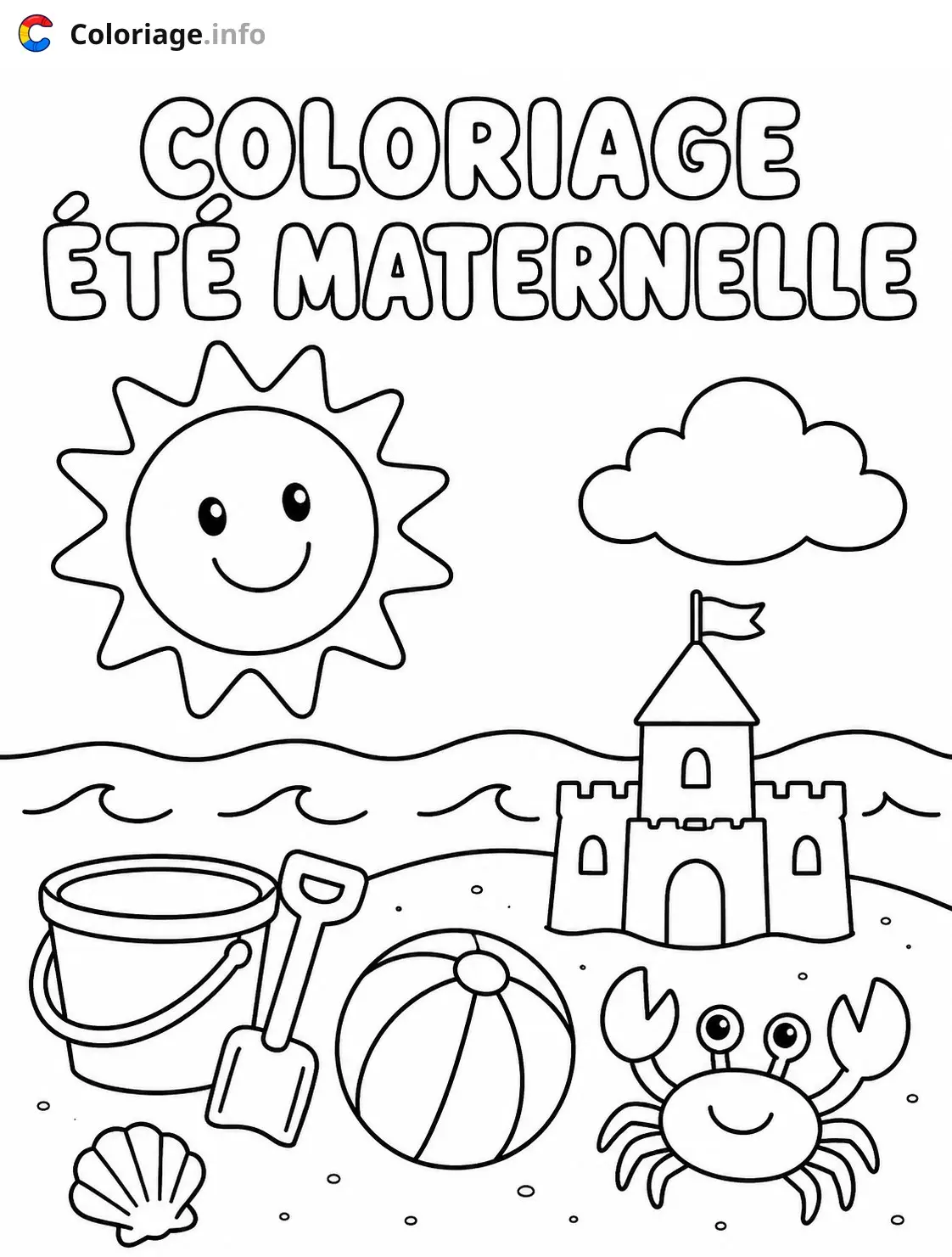 Coloriage Jeux d'été à la plage - Été à imprimer