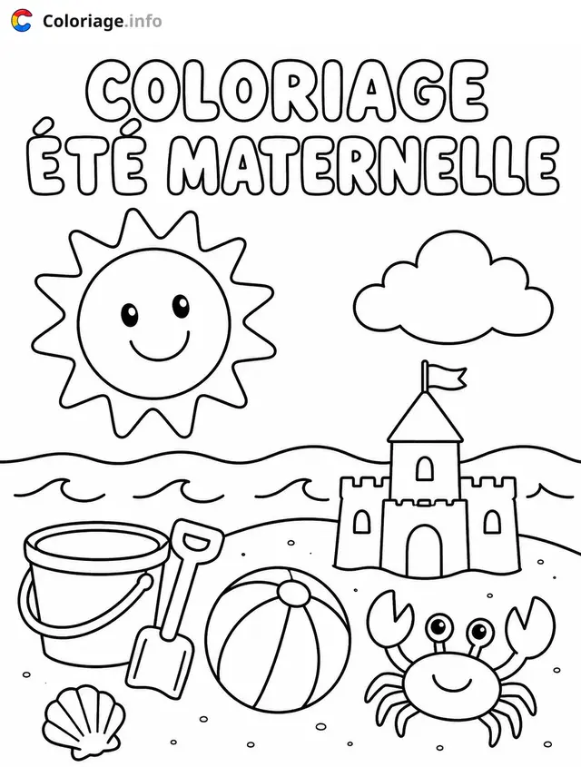 Coloriage Jeux d'été à la plage - Vacances à imprimer