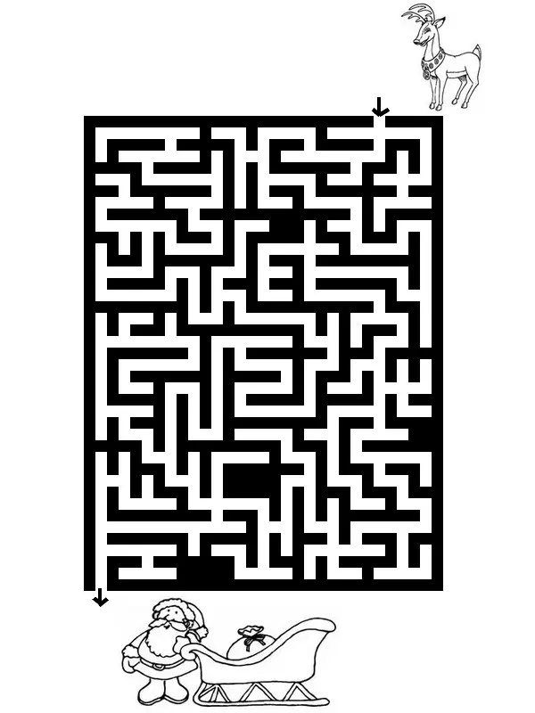 Coloriage Parcours festif du Père Noël en traîneau - Jeux à imprimer à imprimer