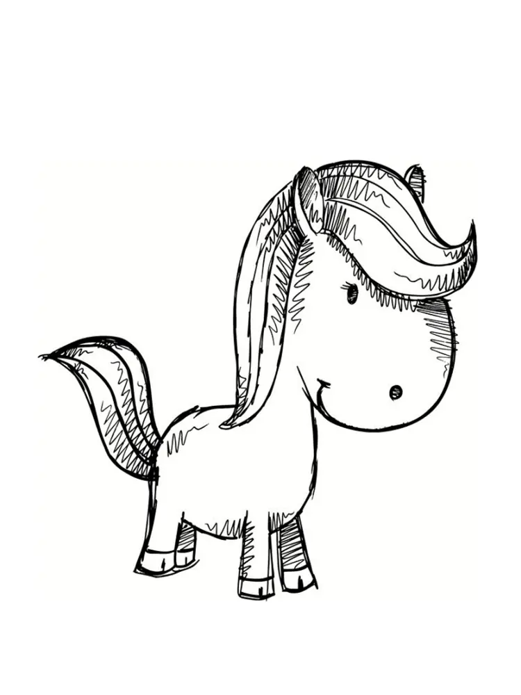 Coloriage Joli Poney Simple - Poney à imprimer