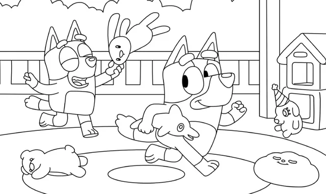 Coloriage Jouer Avec Bluey - Bluey à imprimer