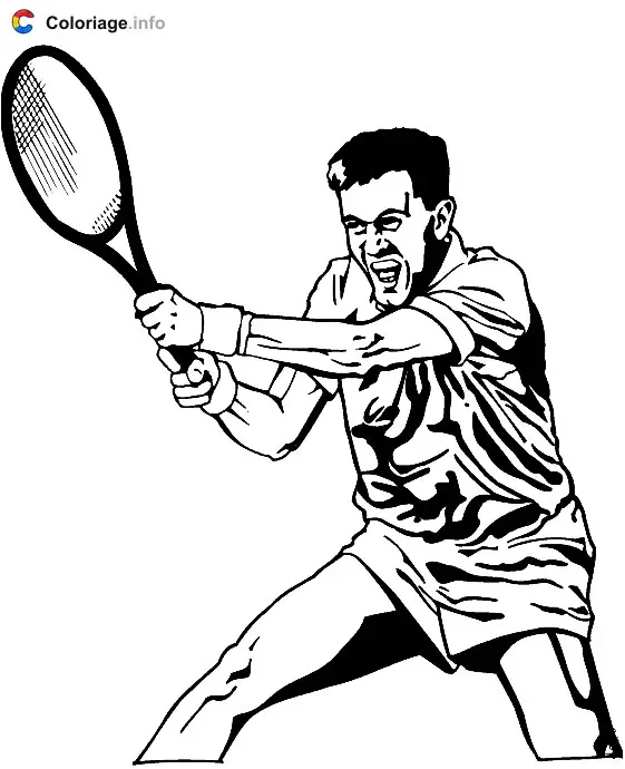 Tennis Player in Action coloring page to print