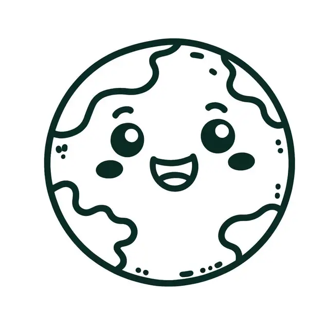Kleurplaat Dag van de Aarde Kawaii Planeet om te printen