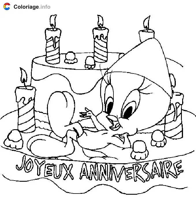 Happy Birthday Tweety coloring page to print