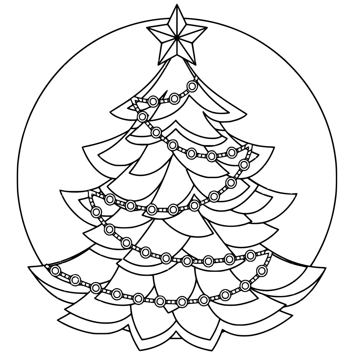 Disegno di Gioioso periodo delle feste con un albero di Natale dalle decorazioni semplici da stampare