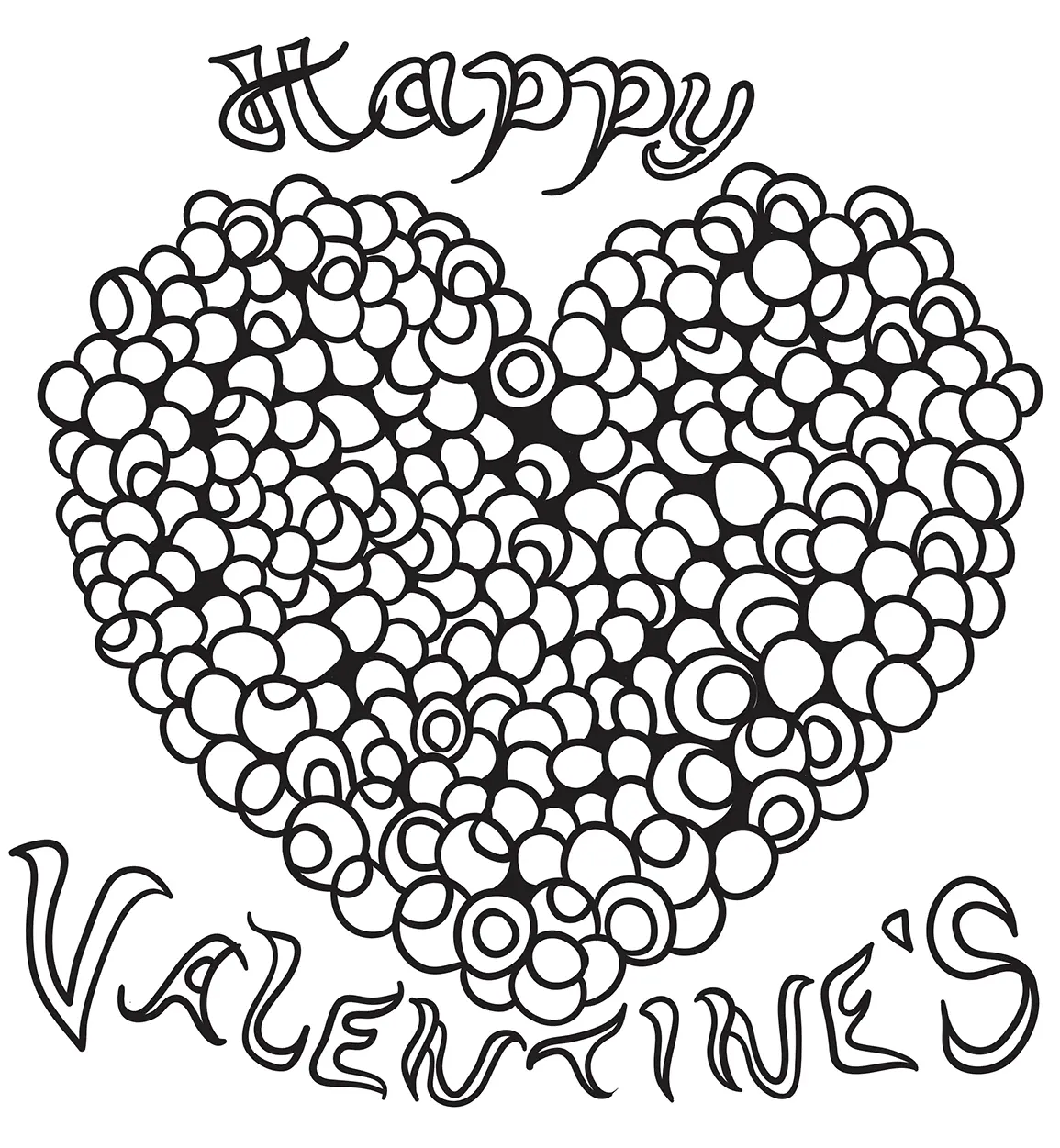 Coloriage Joyeux Valentines Cœur Adulte - Saint-Valentin à imprimer