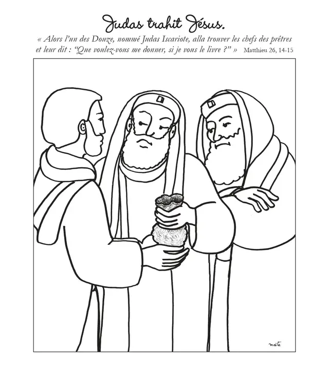 Coloriage Judas Trahit Jesus - Jésus à imprimer