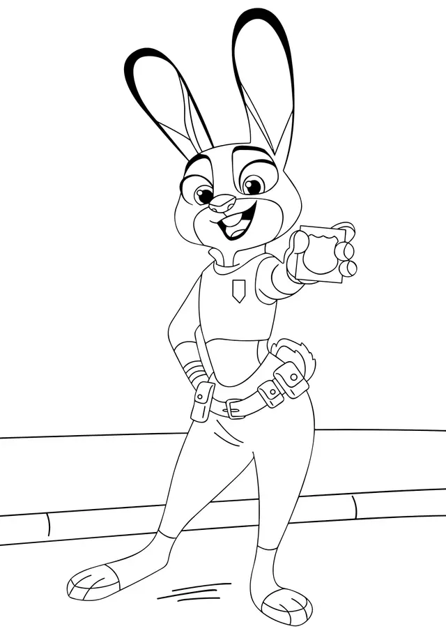 Coloriage Judy Hopps Avec Café - Zootopie à imprimer