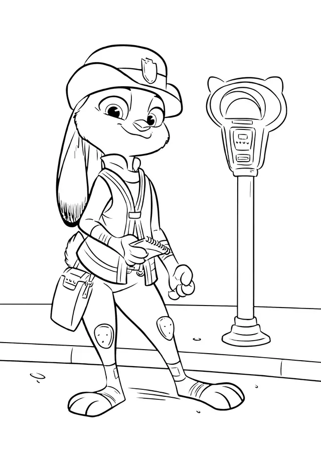 Coloriage Judy Hopps En Patrouille - Zootopie à imprimer