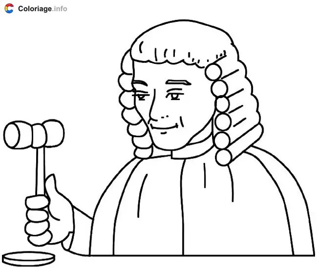 Coloriage Juge avec perruque - Métiers & Vie quotidienne à imprimer