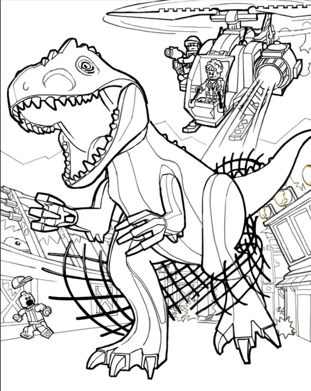 Coloriage Jurassic Park Lego - Jurassic World Park à imprimer