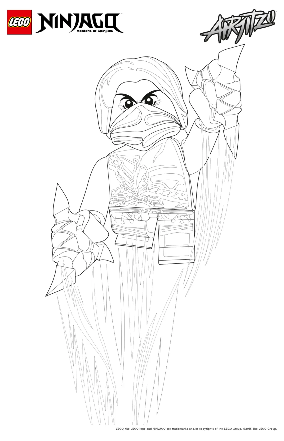 Coloriage Kai Saute Haut - Ninjago à imprimer