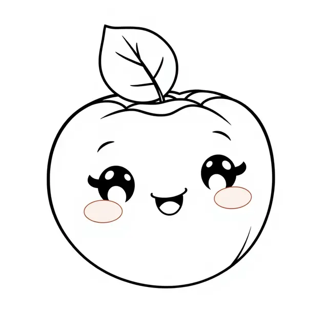 Kawaii Persimmon Fruit coloring page to print