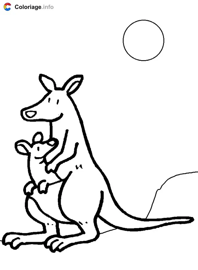 Coloriage Kangourou au soleil - Kangourou à imprimer
