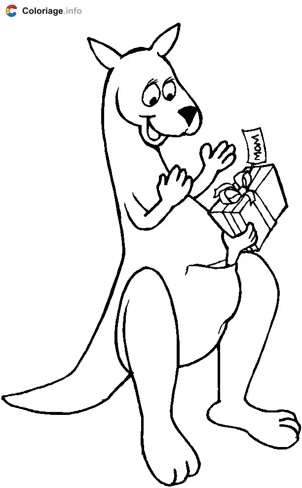 Mama Kangaroo with Joey coloring page to print