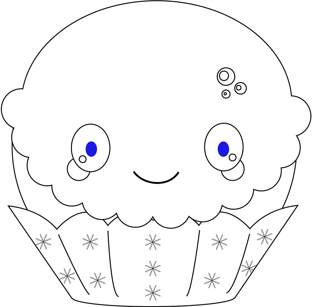 Kleurplaat Feestelijke kawaii cupcake voor Kerst om te printen