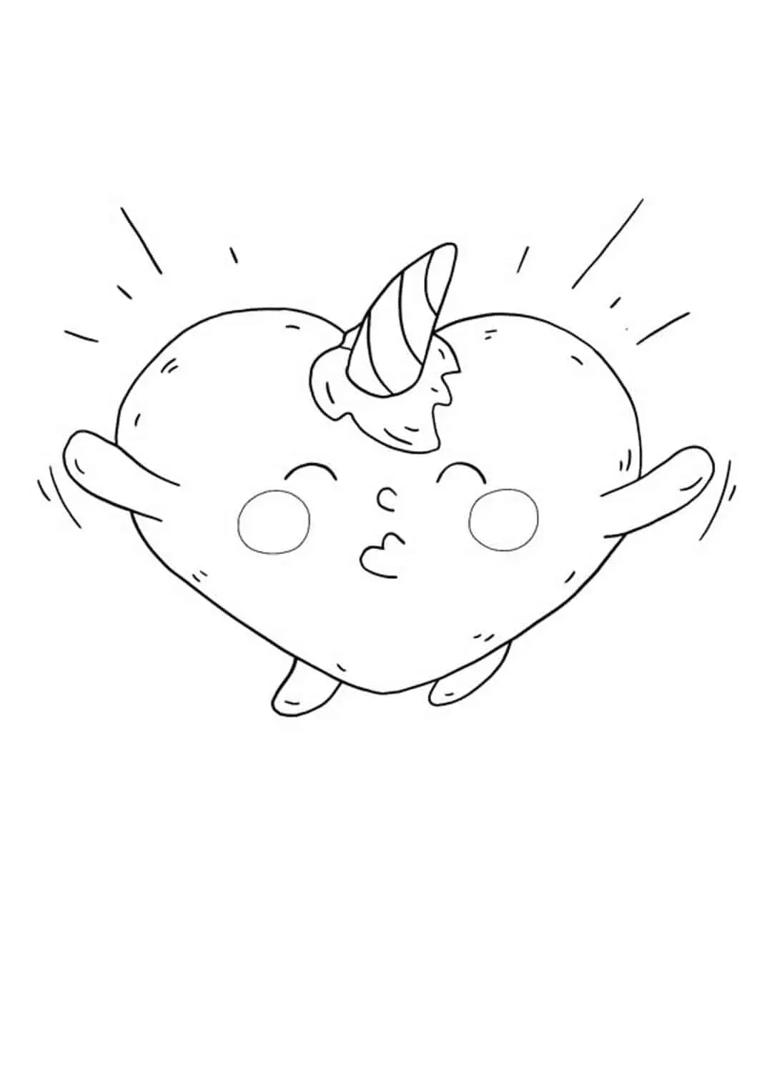 Coloriage Kawaii Cœur Licorne - Licorne à imprimer