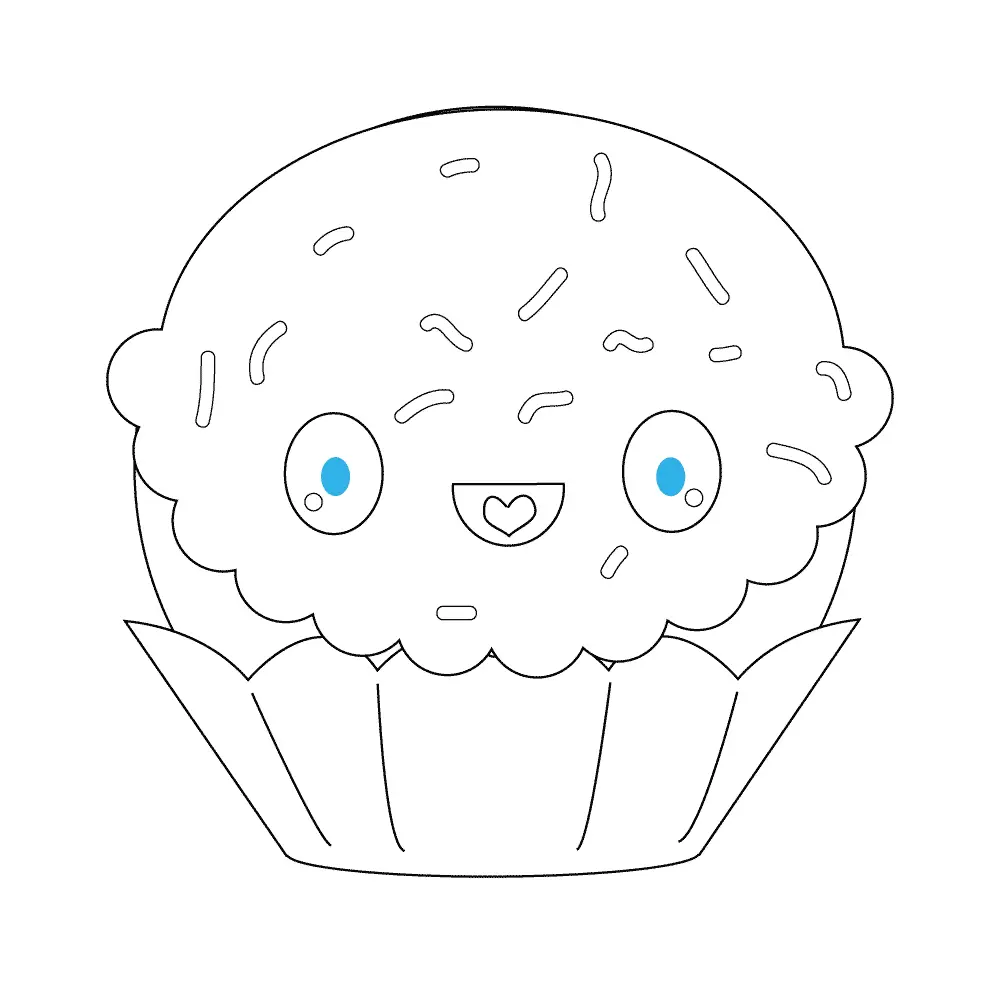 Kleurplaat Kawaii Cupcake om te printen