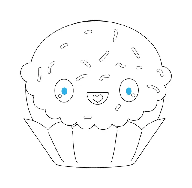 Coloriage Kawaii Cupcake - Kawaii à imprimer