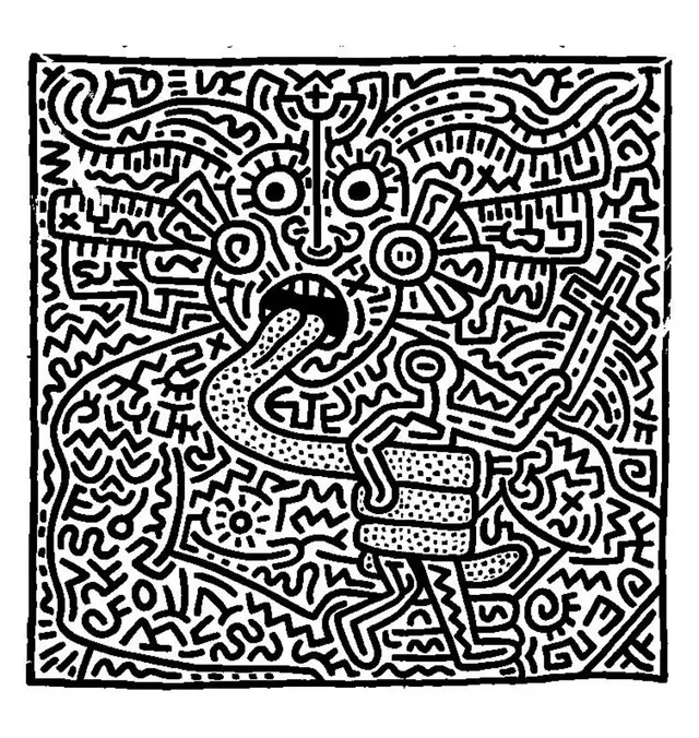 Coloriage Créature fantastique dansant avec énergie - Art à imprimer