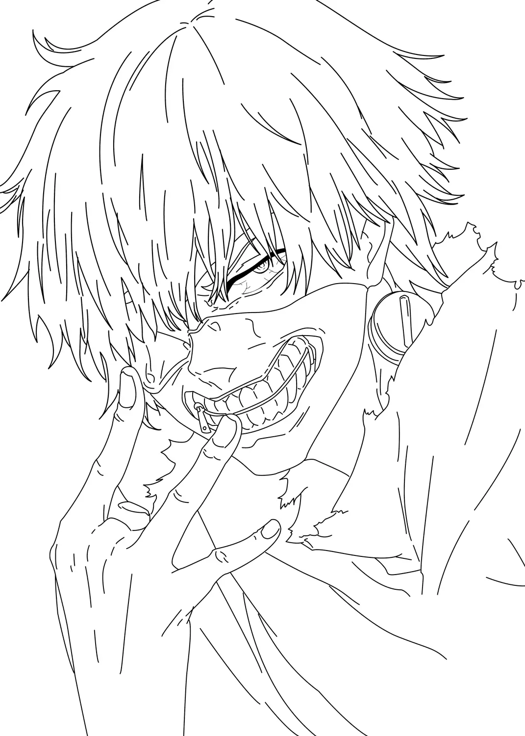 Coloriage Ken Kaneki De Tokyo Ghoul - Tokyo ghoul à imprimer