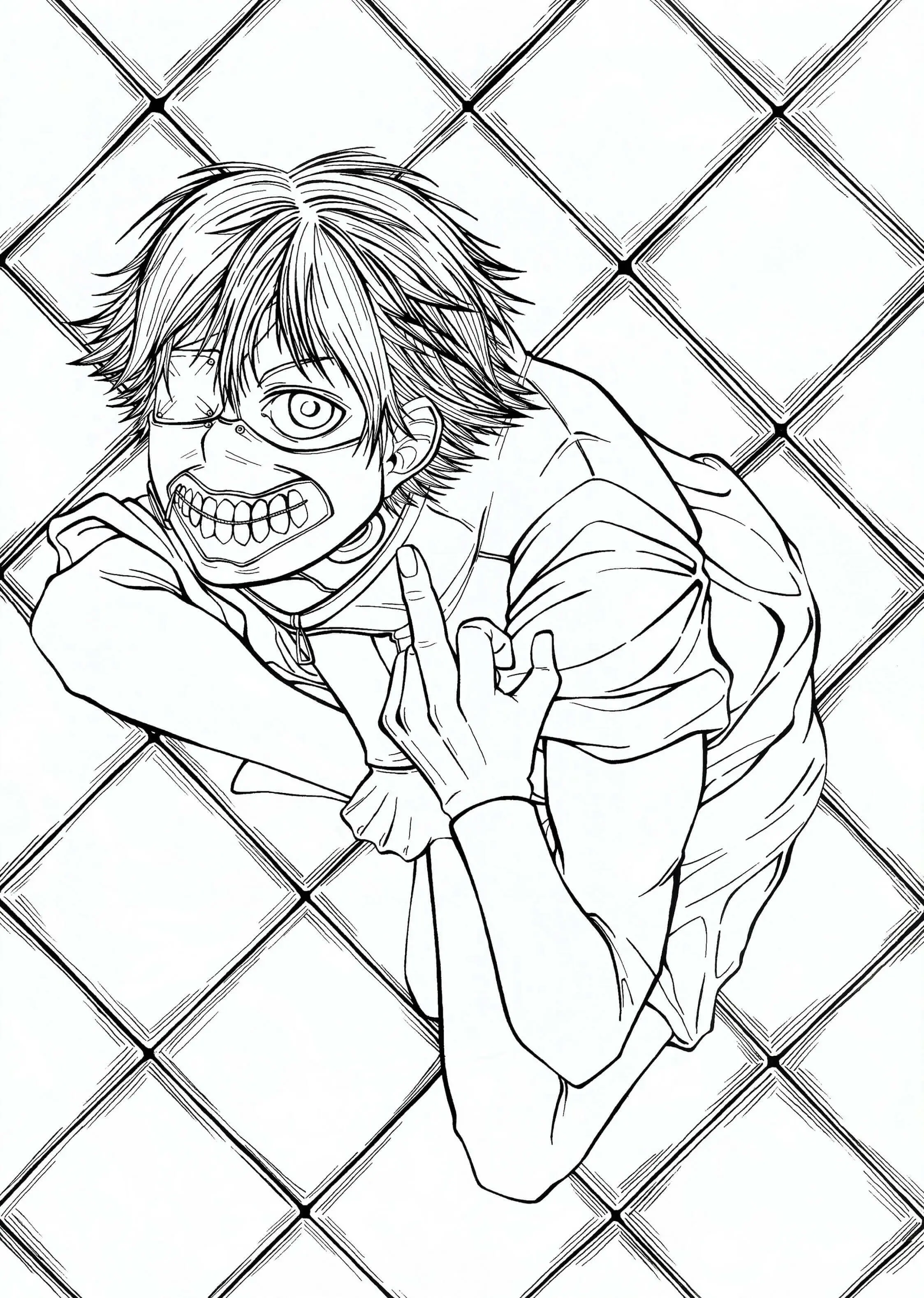 Coloriage Ken Kaneki Masque Tokyo Ghoul - Tokyo ghoul à imprimer