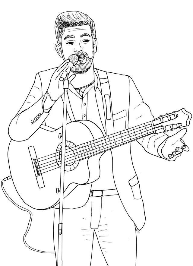 Kendji Girac - French Singer and Guitarist coloring page to print