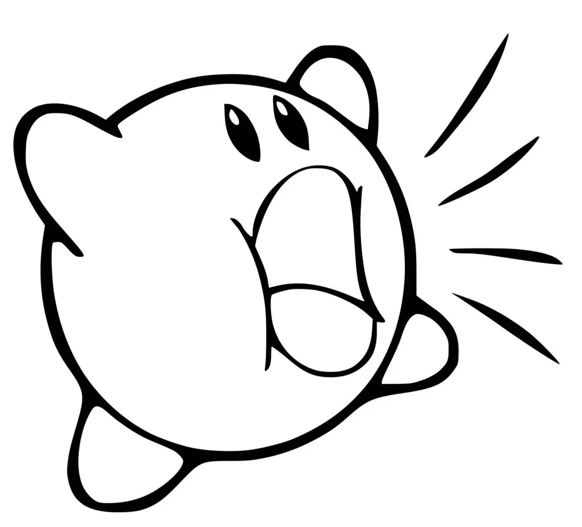 Ausmalbild Kirby saugt alles auf seinem Weg auf zum Ausdrucken