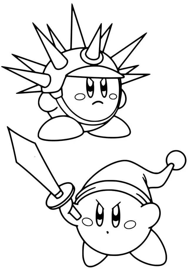 Ausmalbild Kirby Fighters 2 zum Ausdrucken