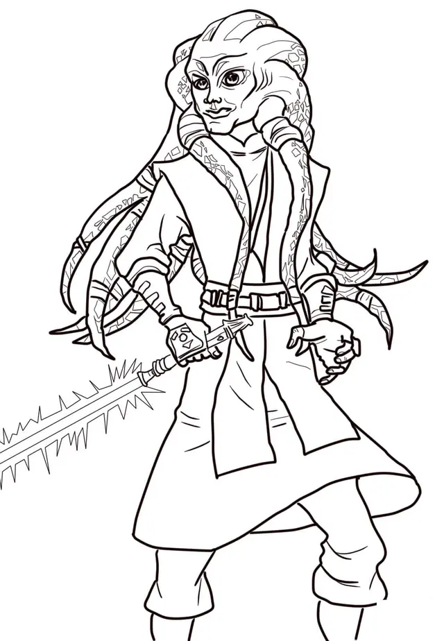 Coloriage Kit Fisto des Guerres des Clones - Star wars à imprimer