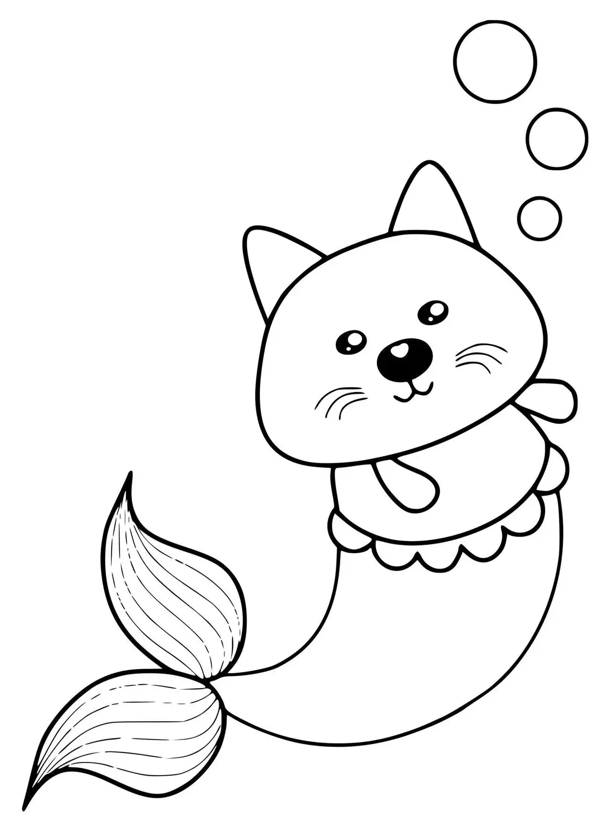 Coloriage Kitty Sirène Chat Mignon - Sirène à imprimer