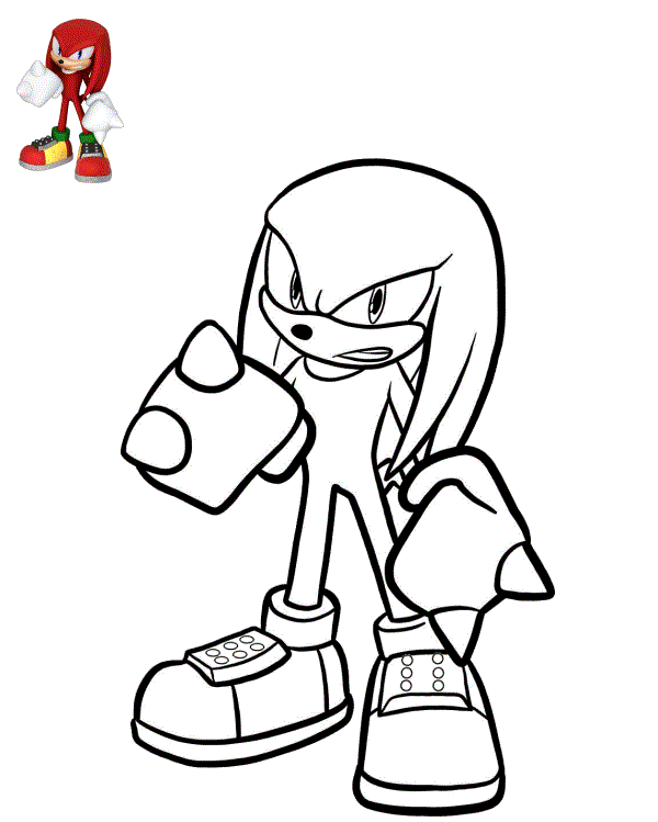 Disegno di Knuckles l'Echidna Rosso da stampare