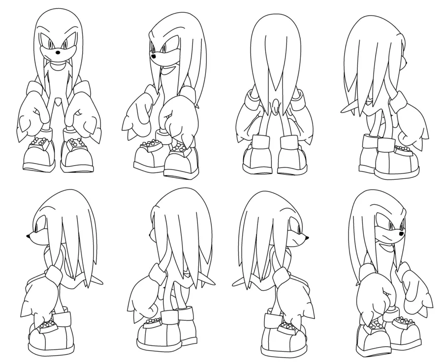 Disegno di Knuckles l'Echidna che ruota – by Darkhedgehog23 da stampare