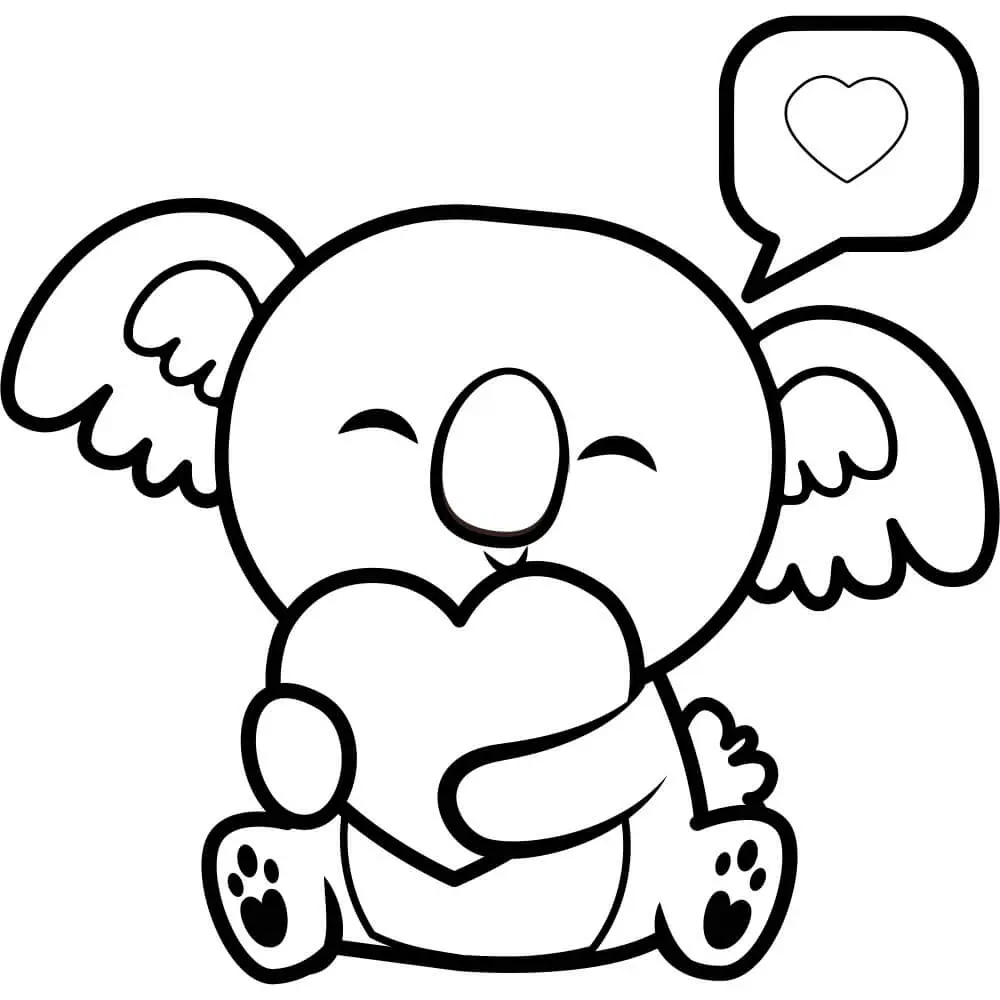 Coloriage Koala Avec Un Cœur Pour La Saint Valentin - Koala à imprimer