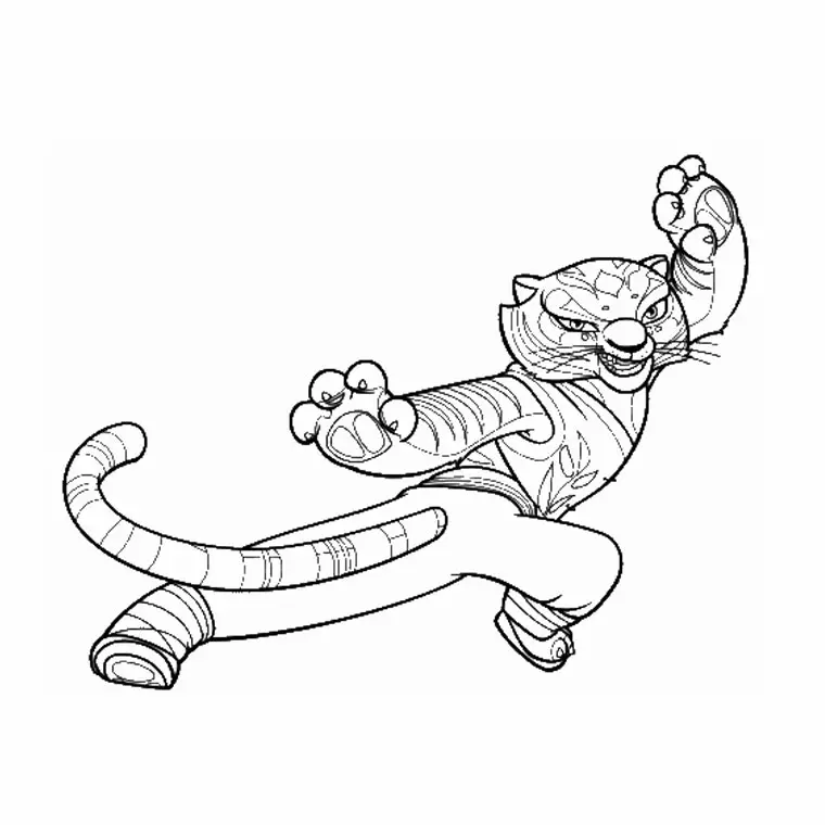 Coloriage Kung Fu Panda Maître Tigresse - Animaux à imprimer