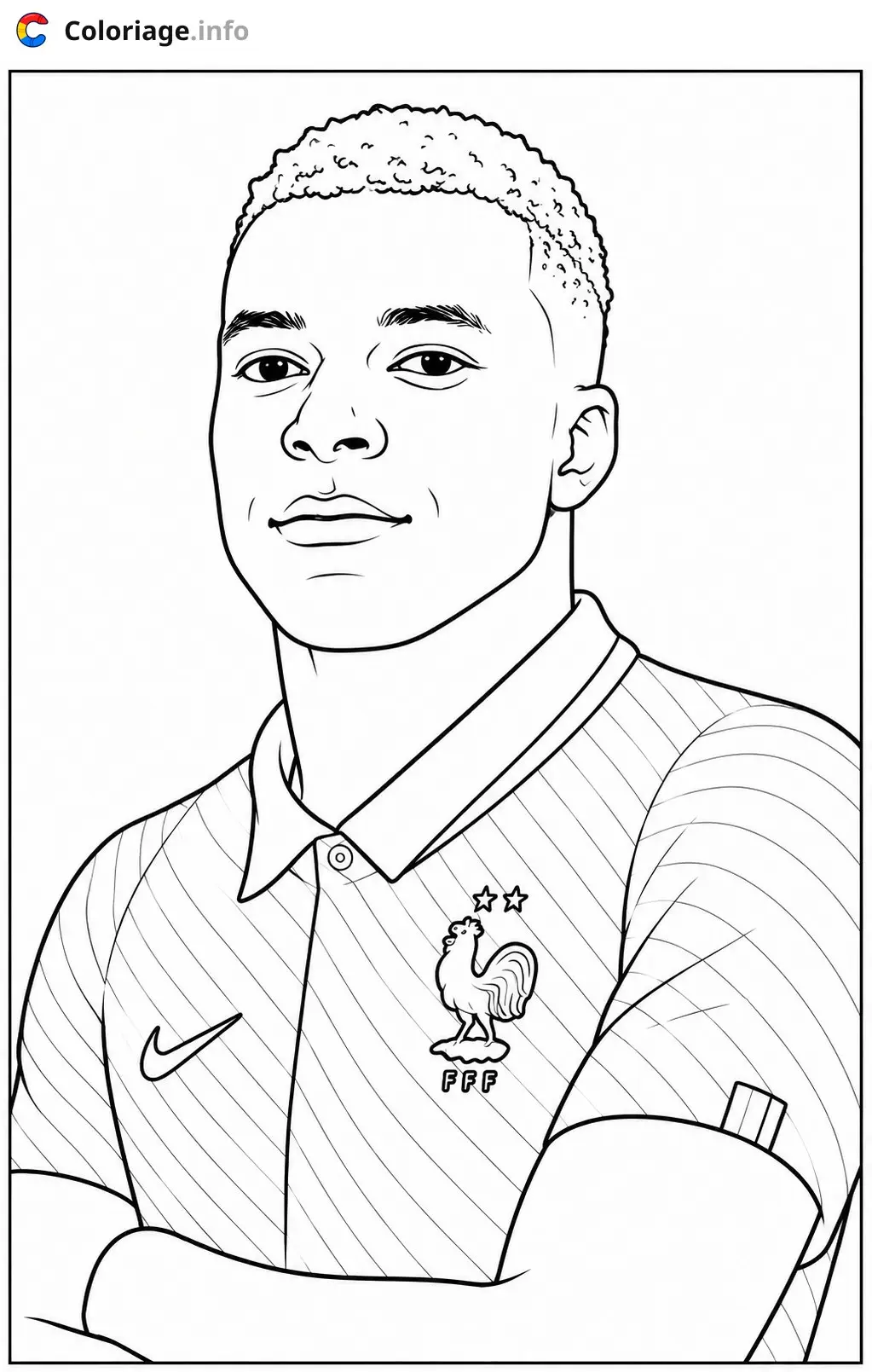 Coloriage Kylian Mbappe Joueur de football français - Mbappé à imprimer