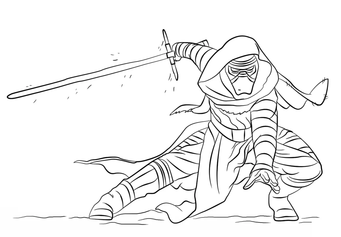 Coloriage Kylo Ren du Réveil de la Force - Star wars à imprimer