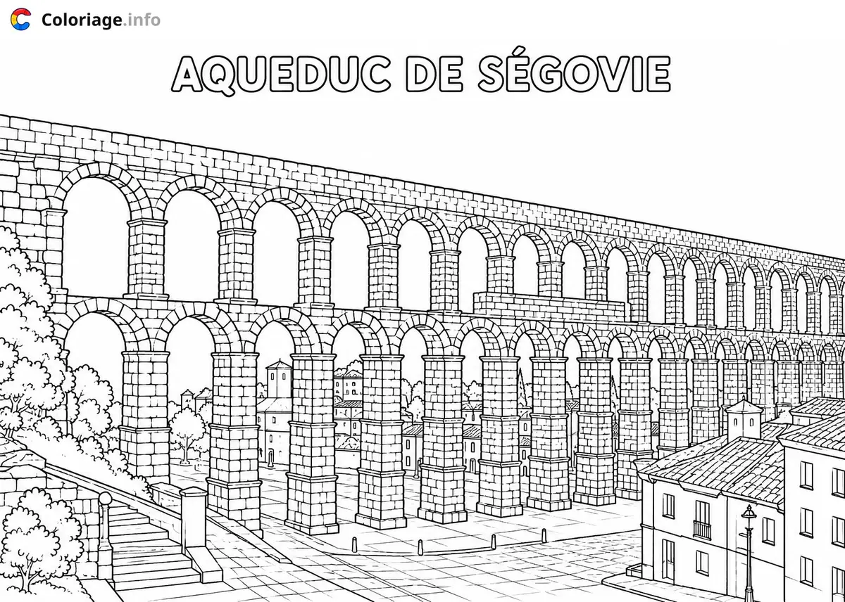 Ausmalbild Das Aquädukt von Segovia Spanien zum Ausdrucken
