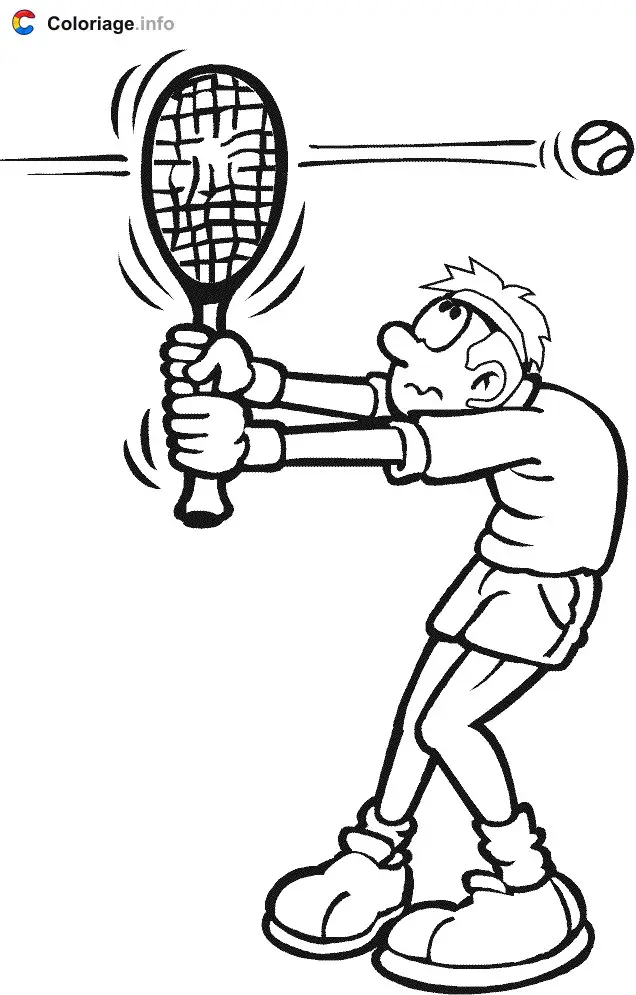 Tennis Ball Piercing the Player's Racket coloring page to print